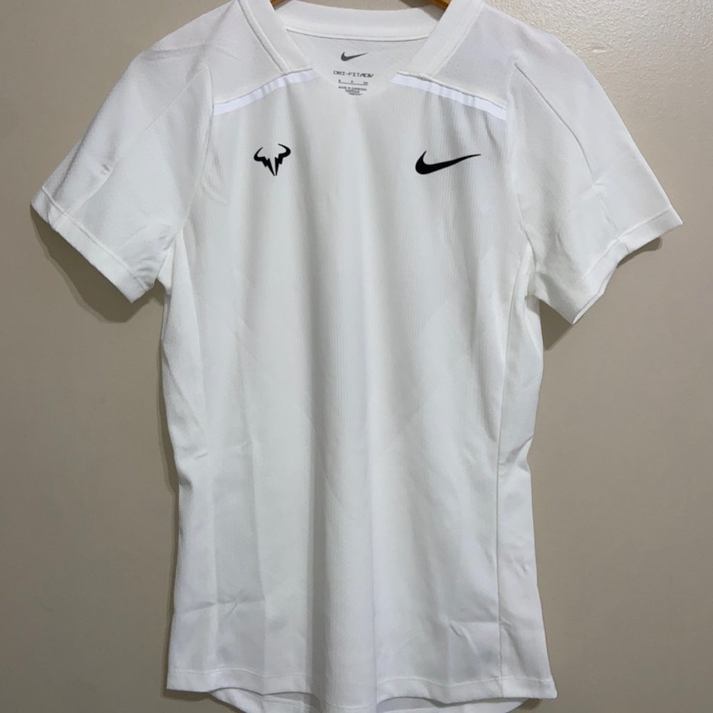 Nike Court Rafa Nadal Dri-FIT ADV White Tennis Shirt DD8540-100 Mens S $105 NEW